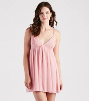 Dreamy Looks Mesh V-Neck Babydoll Dress