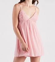 Dreamy Looks Mesh V-Neck Babydoll Dress
