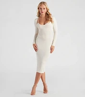 Effortless Everyday Ribbed Knit Midi Dress