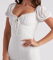 Friendly Flirt Eyelet Mini Dress