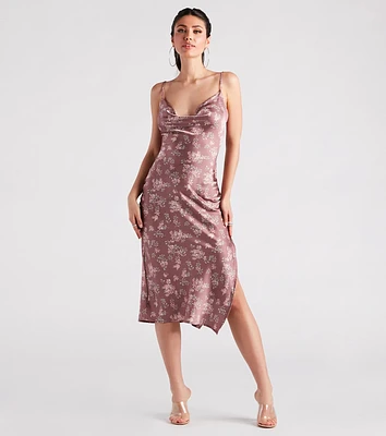 Dreamy Floral Satin Midi Dress