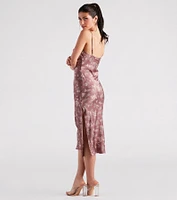 Dreamy Floral Satin Midi Dress