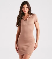 Sporty-Chic Knit Mini Dress