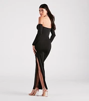 Sippin' On Sultry Off The Shoulder Maxi Dress
