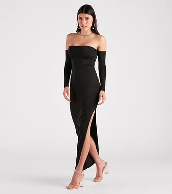 Sippin' On Sultry Off The Shoulder Maxi Dress