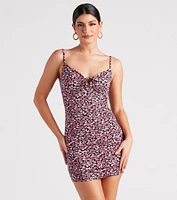 Romance For One Rose Tie-Front Dress