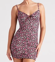 Romance For One Rose Tie-Front Dress
