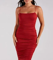 The Details Basic Ruched Midi Dress