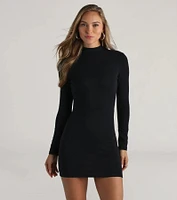 High Appeal Mock Neck Bodycon Mini Dress