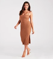 Trendsetting Cutie Cable Knit Lace-Up Dress