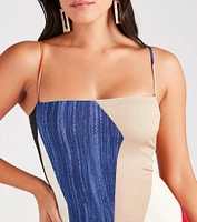 Show Up And Stun Geometric Print Midi Dress
