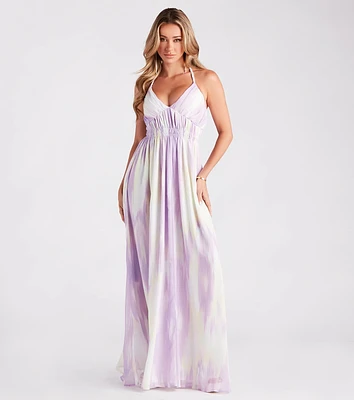 Living Color Chiffon Halter Maxi Dress