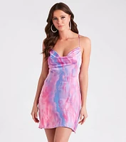 Sunset Babe Satin A-Line Mini Dress