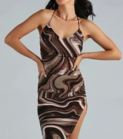 Dreaming Marble Asymmetrical Midi Dress