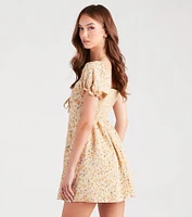 Cute View Ditsy Floral Chiffon Skater Dress