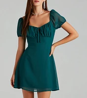 Flirt And Twirl Chiffon Open Back Skater Dress