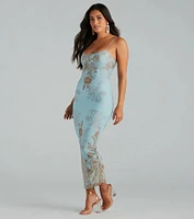 Saint Tropez Chic Floral Mesh Maxi Dress