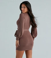 Stroll Along Surplice Tie Waist Mini Dress