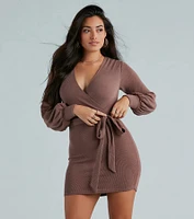 Stroll Along Surplice Tie Waist Mini Dress
