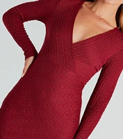 Adorable Style Cable Knit Mini Dress