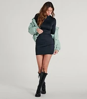 Smooth Silhouette Mock Neck Mini Dress