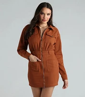 It's A Must Collared Denim Mini Dress