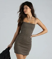 Chic Girl Energy Houndstooth Knit Mini Dress