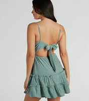 Feeling Amore Tie-Back A-Line Eyelet Mini Dress