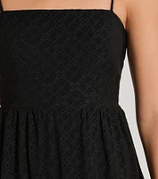 Feeling Amore Tie-Back A-Line Eyelet Mini Dress