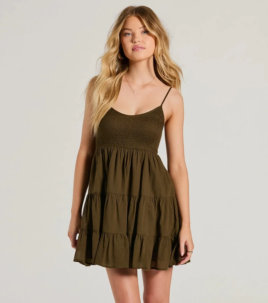 Sunny Days Off Scoop Neck Smocked Skater Dress