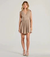 Crush On You Sleeveless V-Neck Skater Dress