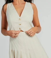 Polished Perfection Vest Pleated Short Dress