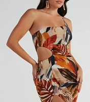 Pretty Paradise One-Shoulder Tropical Maxi Dress