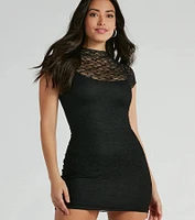 Natural Romancer Crew Neck Lace Mini Dress