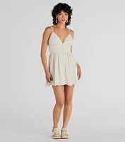 Enchanting Look V-Neck Button Down Skater Dress