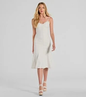 Sweet Day Sleeveless Mermaid Denim Midi Dress