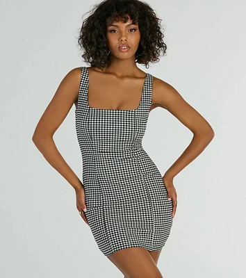 Sweeter Than Pie Scoop Neck Gingham Mini Dress