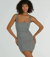 Sweeter Than Pie Scoop Neck Gingham Mini Dress
