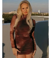Popular Poise Mock Neck Abstract Mini Dress