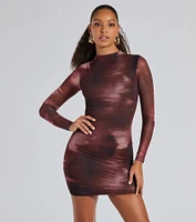 Popular Poise Mock Neck Abstract Mini Dress