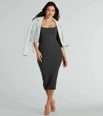 So Effortless Ribbed Knit Bodycon Midi Dress
