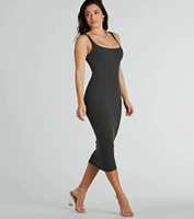 So Effortless Ribbed Knit Bodycon Midi Dress