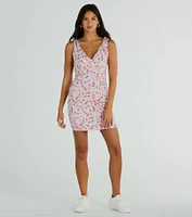 Darling Flirtation Tie Strap V-Neck Floral Mini Dress
