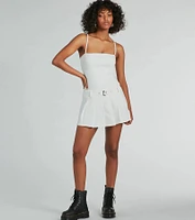 If You Pleats Sleeveless Pleated A-Line Mini Dress