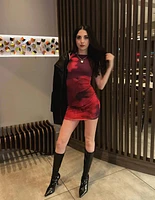 Blooming Bouquet Sleeveless Floral Mesh Mini Dress