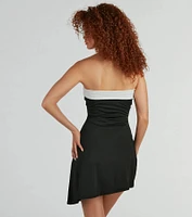 Arrived Style Strapless Knit Mini Dress
