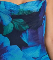 Ocean Breeze Cowl Neck Low Back Tropical Maxi Dress