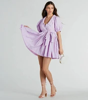 Sweet Vibes Collared Striped Woven Skater Dress