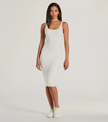 Done One Ribbed Knit Bodycon Midi Dress