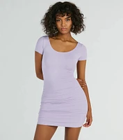 Everyday Style Short Sleeve Ruched Mini Dress
